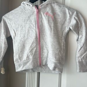 Puma Gray and Pink Zip-Up Hoodie Sweatshirt